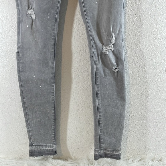 Free People WE THE FREE Grey Distressed Paint Splatter Skinny Jeans sz 25 NEW - Picture 5 of 16